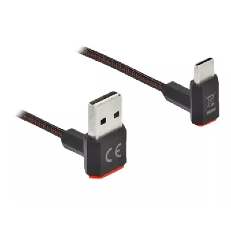 USB kabelis DeLOCK EASY-USB 2.0 Type-A spraudnis → Type-C vīrišķais leņķveida 0,5 m melns