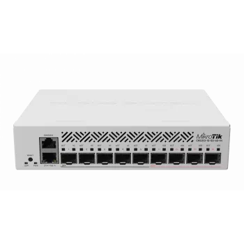 Pārvaldīts L3 tīkla komutators MikroTik CRS310-1G-5S-4S+IN — 1U, 1x Gigabit, 5x SFP, 4x SFP+, 10G, līdzstrāva/PoE 18–57V, 20W maks.