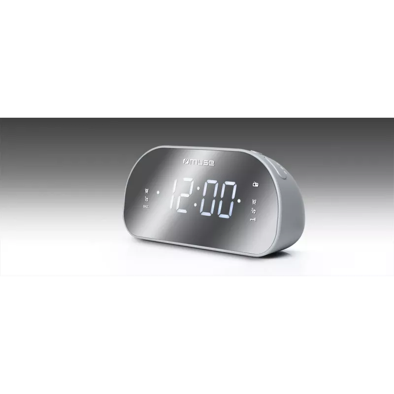 Pulksteņa radio Muse M-170CMR — digitālais pulksteņa radio, 1,2 collu LED displejs, FM, maiņstrāva 230 V, AAA rezerves baterija, spogulis/baltā krāsā