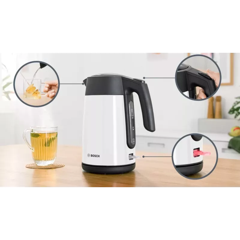 Bosch TWK7L461 elektriskā tējkanna 1,7 L 2400 W balta