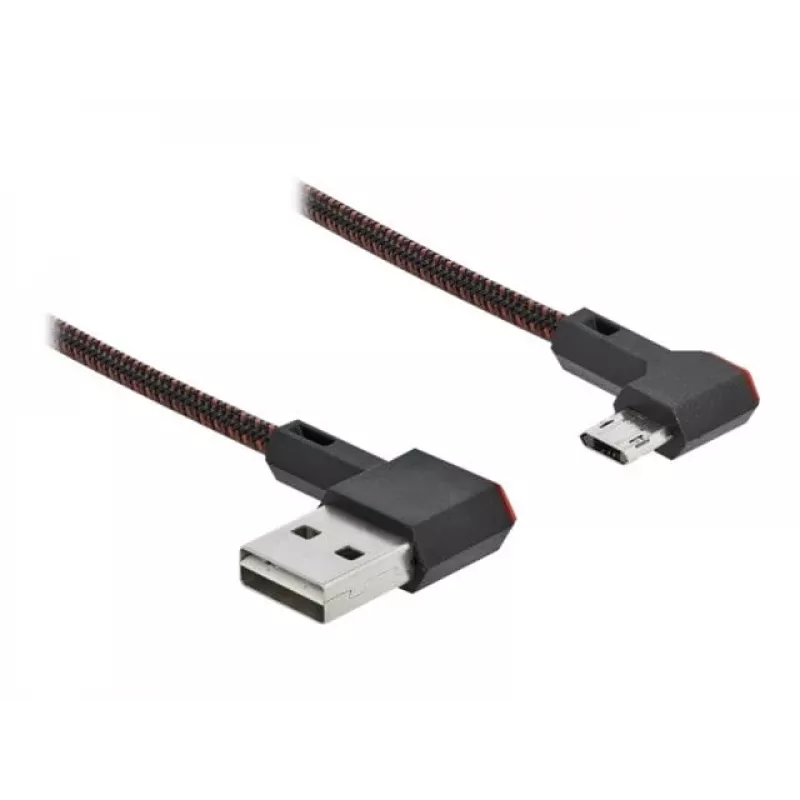 USB kabelis DeLOCK EASY-USB 2.0 Type-A vīrieša uz Micro-B vīrieša leņķa 0,2 m melns