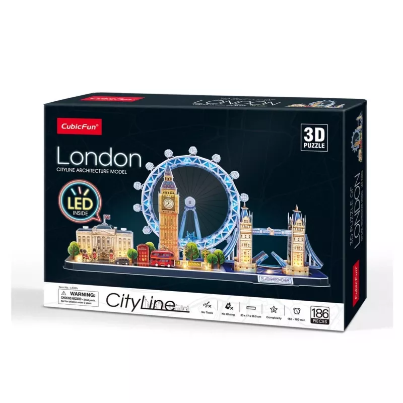 CubicFun 306-20532 City Line London LED 3D puzle, 186 gab.