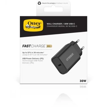 EU sienas stiprinājuma ātrais lādētājs 30 W, melns, USB Power Delivery 3.0, USB-C
