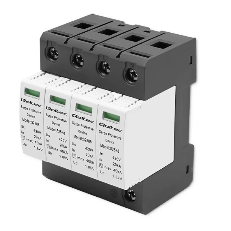 Pārsprieguma aizsargs QOLTEC 52588 AC 4P 420V T2 C — 4 polu maiņstrāvas pārsprieguma novadītājs, 420 V, 2. tips