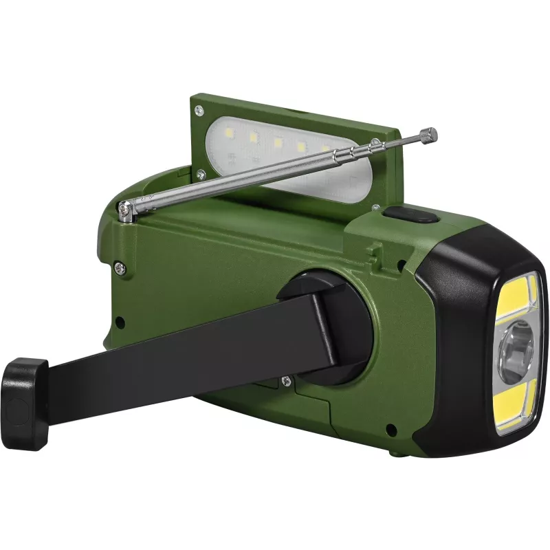 Portatīvs FM/AM radio SENCOR SRD1000SCLGR ar Bluetooth, saules/rokas kloķa/USB-C uzlādi, 2000mAh baterija, IPX4, LED gaismas
