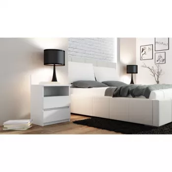Topeshop M1 BIEL MAT nightstand/Naktsskapītis 2 atvilktne(s) balts