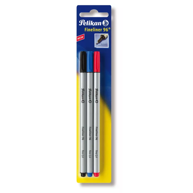 Pelikan Fineliner 96 Fine Melns Blue Red 3 pcs 0.4 mm