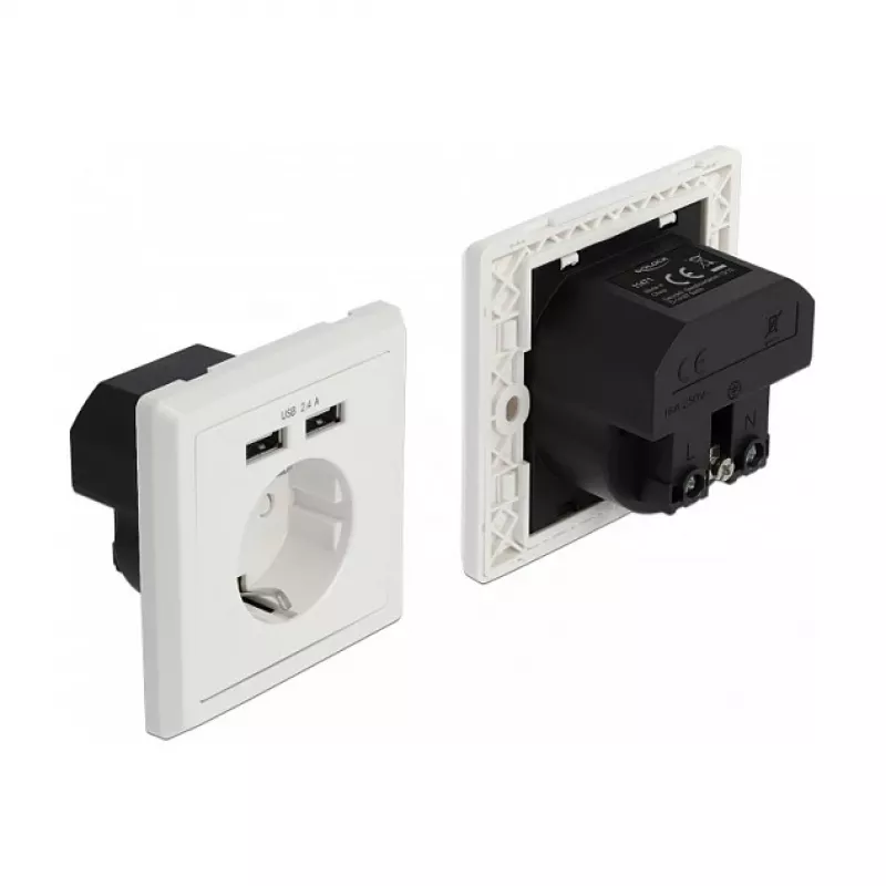 Kontaktligzda CEE 7/3 + USB DeLOCK 11471
