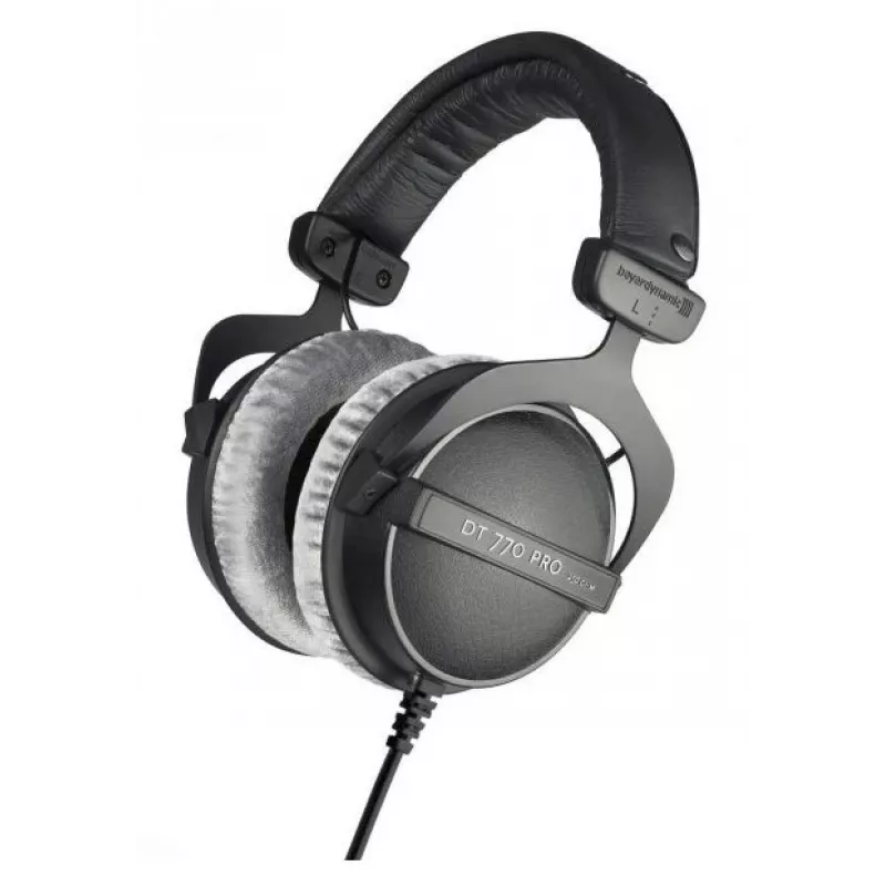 Studijas austiņas Beyerdynamic DT 770 PRO 80Ω — slēgtas, apkārtauss, 5–35000 Hz, 96 dB, 3,5 mm, zeltīts savienotājs