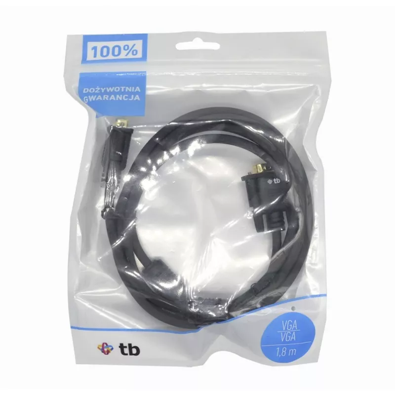 TB VGA kabelis 15M-15M 1,8 m, melns-zelts (AKTBXVGAMMG180B)
