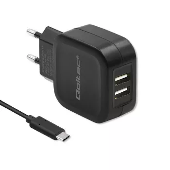 Qoltec 50188 mobilās ierīces lādētājs Klēpjdators, Viedtālrunis, Viedpulkstenis, Planšete, Telefons, Universāls Melns AC, DC Iekštelpām