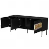 TV skapis cama meble INSERTO 3D 143,5x40x61,5 cm melns ar LED, skaidu plātnes augšdaļa