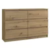 Kumode top e shop M6 120 ARTISAN, ozola apdare, 6 atvilktnes, 1200×300×770 mm