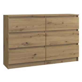 Kumode top e shop M6 120 ARTISAN, ozola apdare, 6 atvilktnes, 1200×300×770 mm