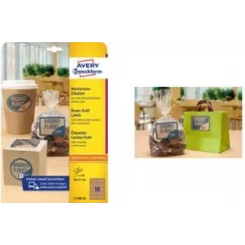 AVERY uzlīmes L7108-25 — taisnstūra kraftpapīrs 105×57 mm, 100% pārstrādāts, 25 loksnes