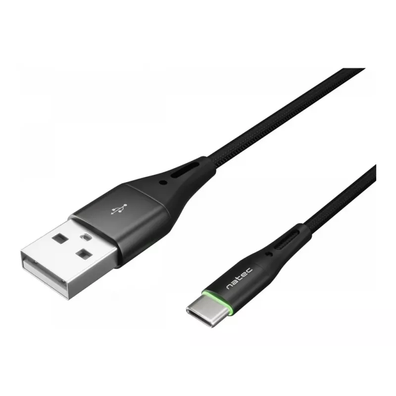 NATEC kabelis USB-C/A 2.0 1m prati LED melns neilons