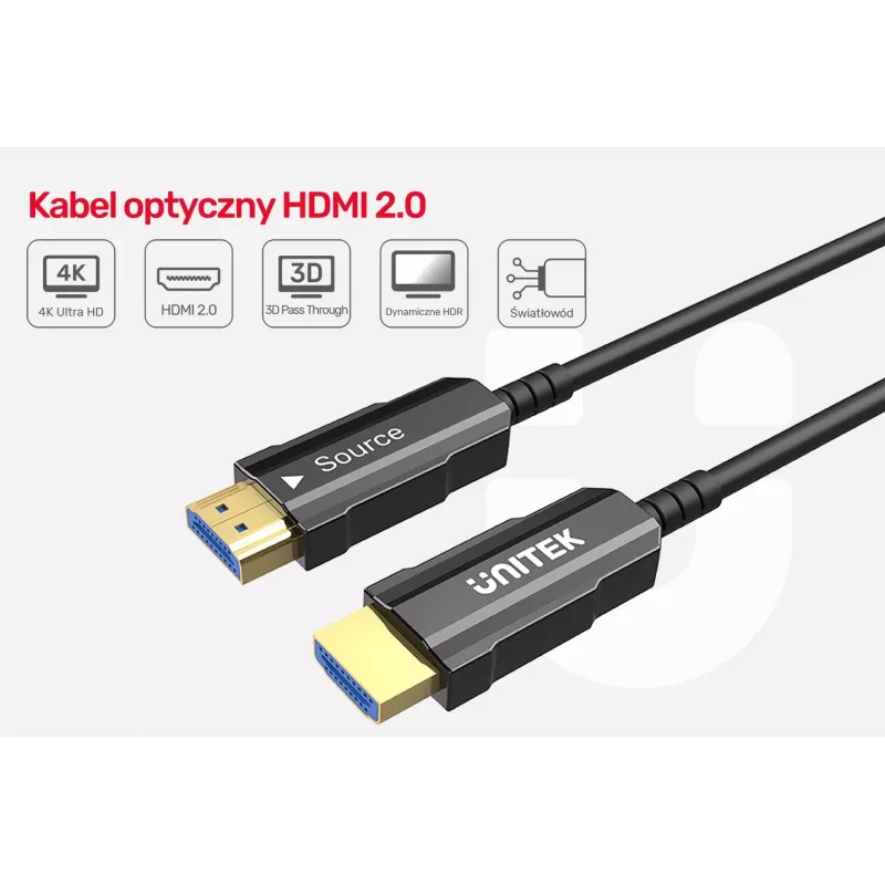 HDMI kabelis UNITEK C11072BK-10M 10m 18 Gbit/s Melns