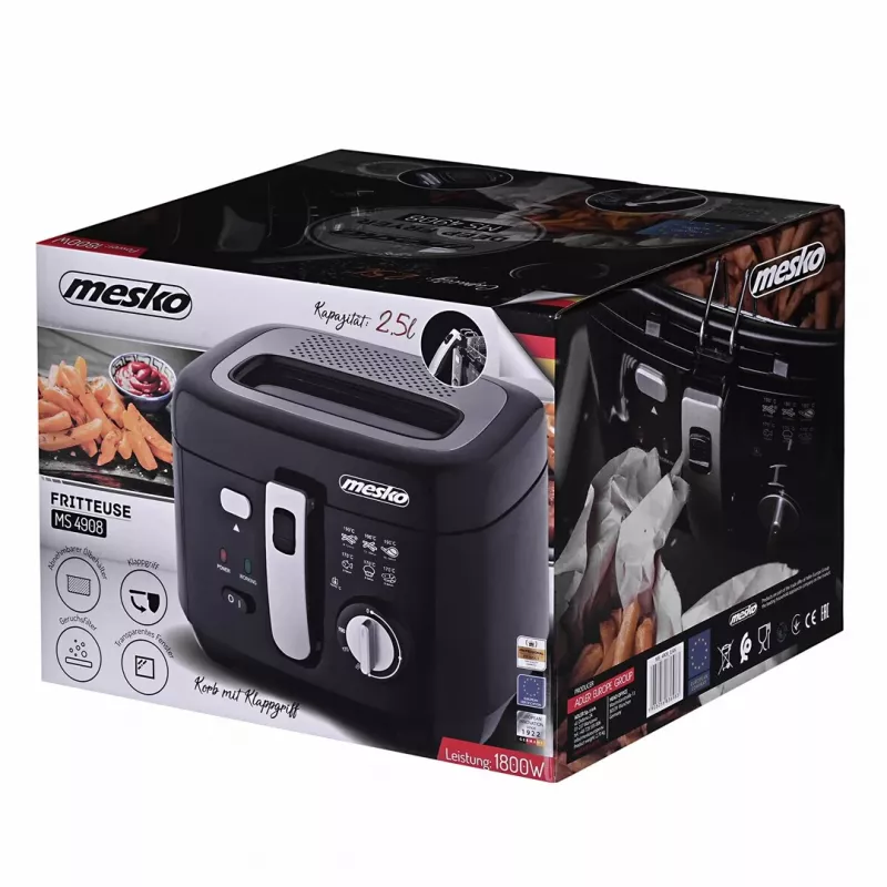 Fritieris Mesko Home MS 4908 Viens 2,5 L 1800 W Melns Pelēks