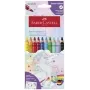 Krāsainie zīmuļi Faber-Castell Einhorn Jumbo Grip — 10 gabali, jumbo trīsstūrveida satvēriens, mīksts serdenis