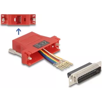 DeLOCK D-Sub 25 kontaktu ligzda uz RJ45 ligzdu montāžas komplekts sarkans VGA RJ-45
