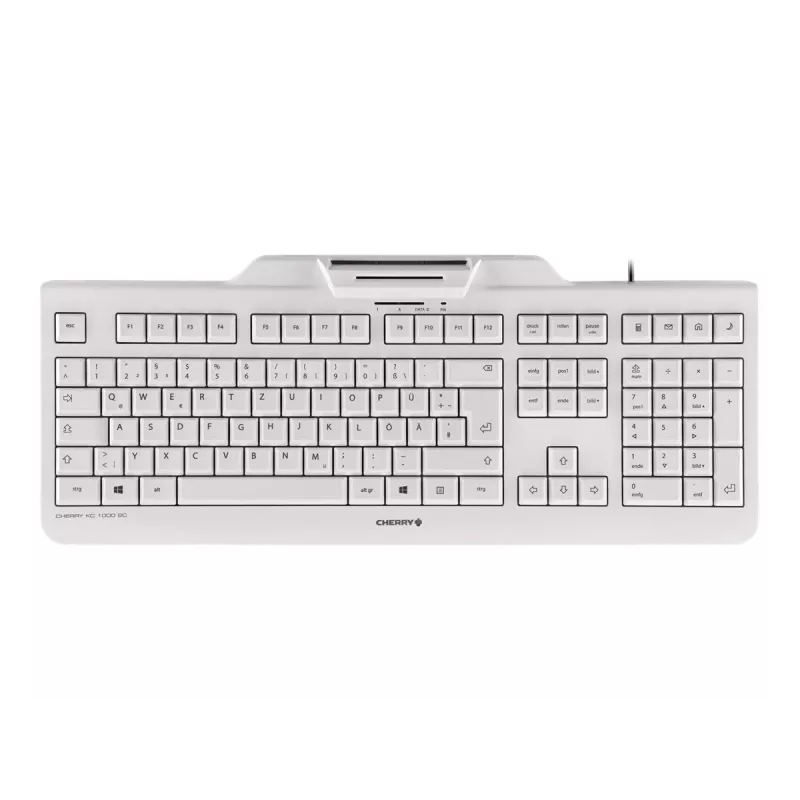 CHERRY KC 1000 SC viedkaršu tastatūra ar vadu, gaiši pelēka, USB, QWERTY, UK