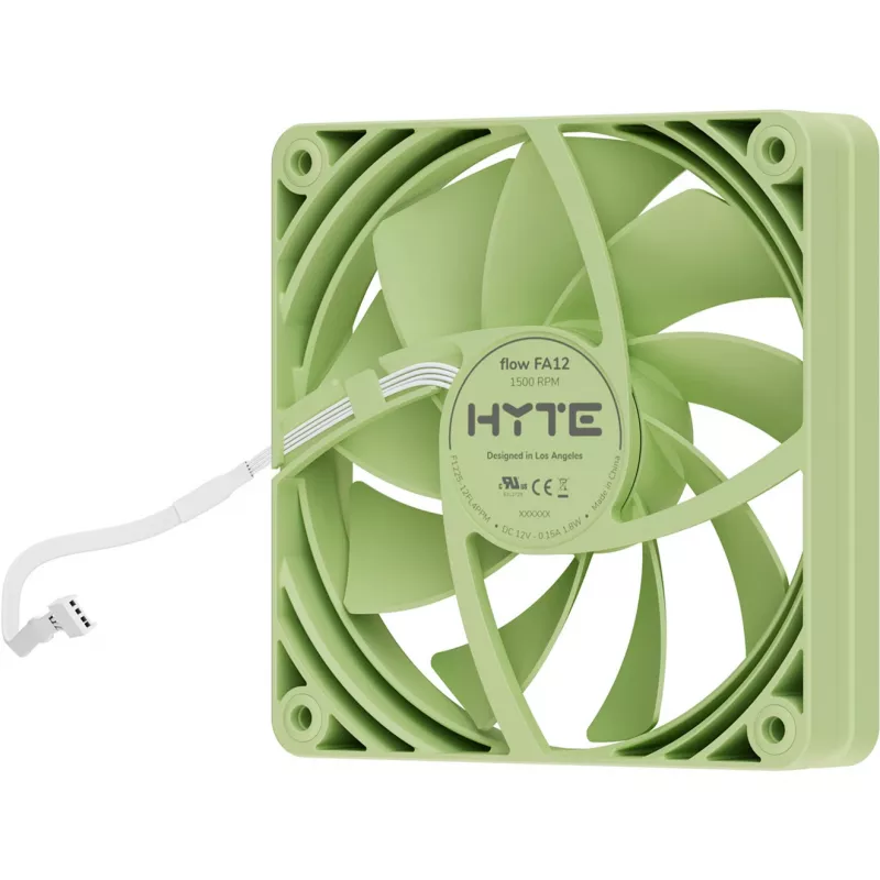 Datora dzesēšanas ventilators HYTE FA12-MM-4 120 mm, 1500 RPM, 72 m³/h, 1,6 mmH₂O, šķidruma dinamiskā gultņa, zaļš, 4 gab. iepakojumā