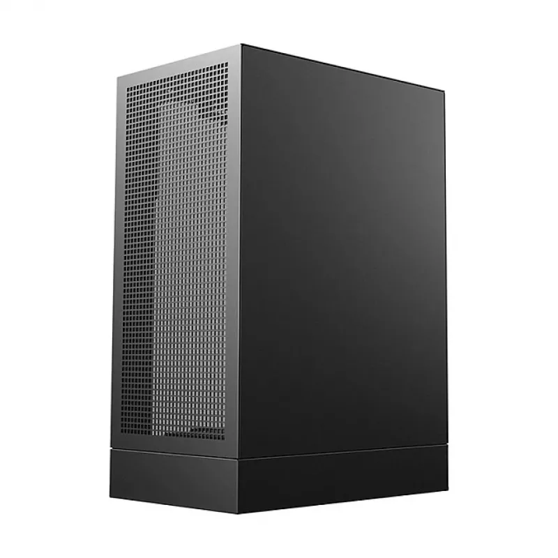 DeepCool CH170 PLUS Tower Melns — micro-ATX/mini-ITX korpusa korpuss, rūdīta stikla logs, USB-C, augšējais barošanas bloka novietojums