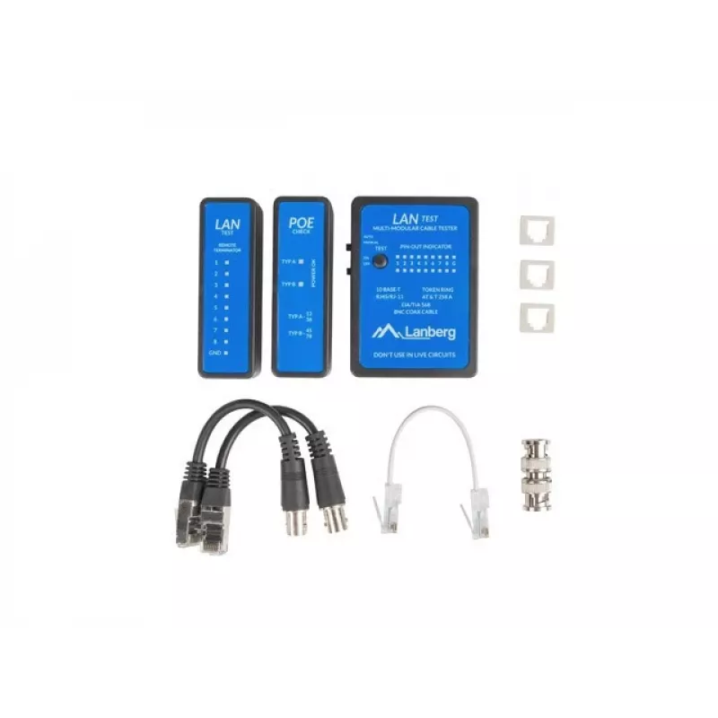 Tīkla kabeļu testeris Lanberg NT-0404 PoE testeris melns zils