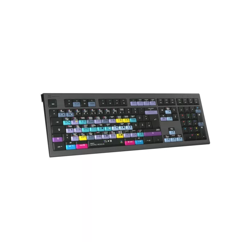 Logickeyboard ASTRA 2 DaVinci Resolve tastatūra „Mac“, pilna izmēra, vadu USB, šķērveida mehānisms, QWERTZ vācu, melna