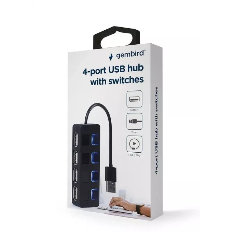USB 2.0 saskarnes centrmezgls Gembird UHB-U2P4-05 ar 4 USB pieslēgvietām