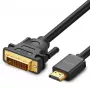 UGREEN DVI uz HDMI adaptera kabelis HD106 — DVI (vīrišķais) uz HDMI (vīrišķais), 1,5 m, FHD 1080p / 3840×2160
