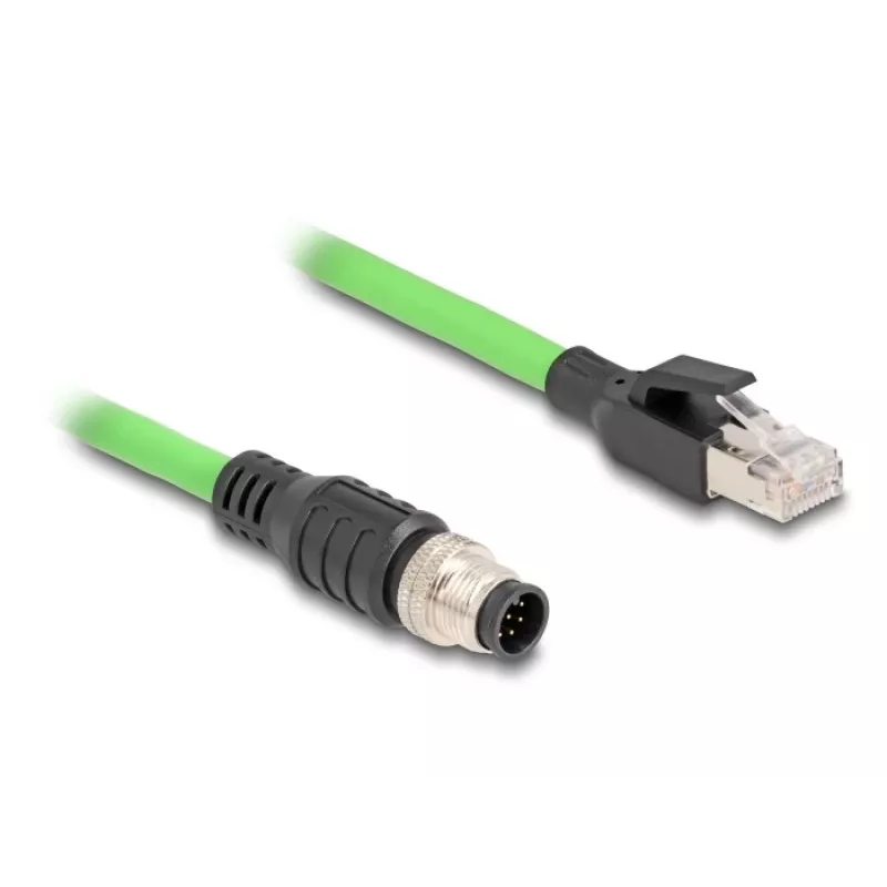 Tīkla kabelis DeLOCK M12 kabelis A-kodēts 8 kontaktu vīrišķais uz RJ45 vīrišķais PUR (TPU) 1 m