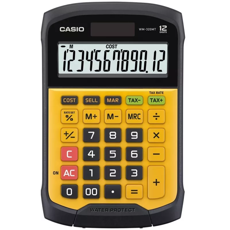 CASIO KALORIMETRA BIROJA ŪDENISDROŠS WM-320MT-S, 12 ciparu displejs. Noņemama tastatūra, 108,5x168,5, ūdens un netīrumu noturības līmenis: IP54
