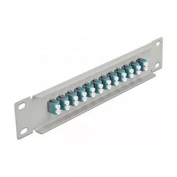 Fiber Optic Patch Panel DeLOCK 10 inch 12 Port LC Duplex Aqua 1U pelēka