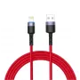USB uz Lightning datu kabelis Tellur, 3A, 1,2 m, LED indikators, sarkans
