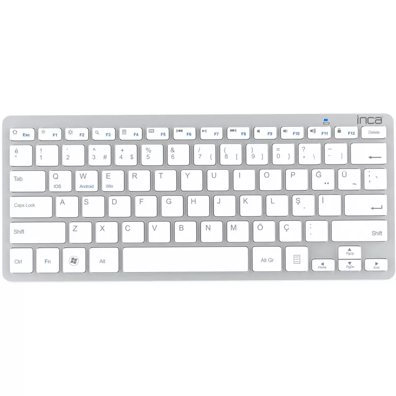 Bezvadu tastatūra Inca IBK-569BT Bluetooth 78 taustiņi Metāliski sudraba