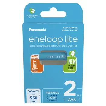 Uzlādējamās baterijas PANASONIC ENELOOP LITE AAA 550 mAh 2 gab. (BK-4LCCE/2CP)