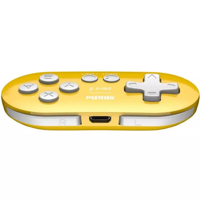 Bezvadu spēļu kontrolleris 8BitDo Zero 2 dzeltens — Bluetooth, kompakts kabatas izmērs, RET00221