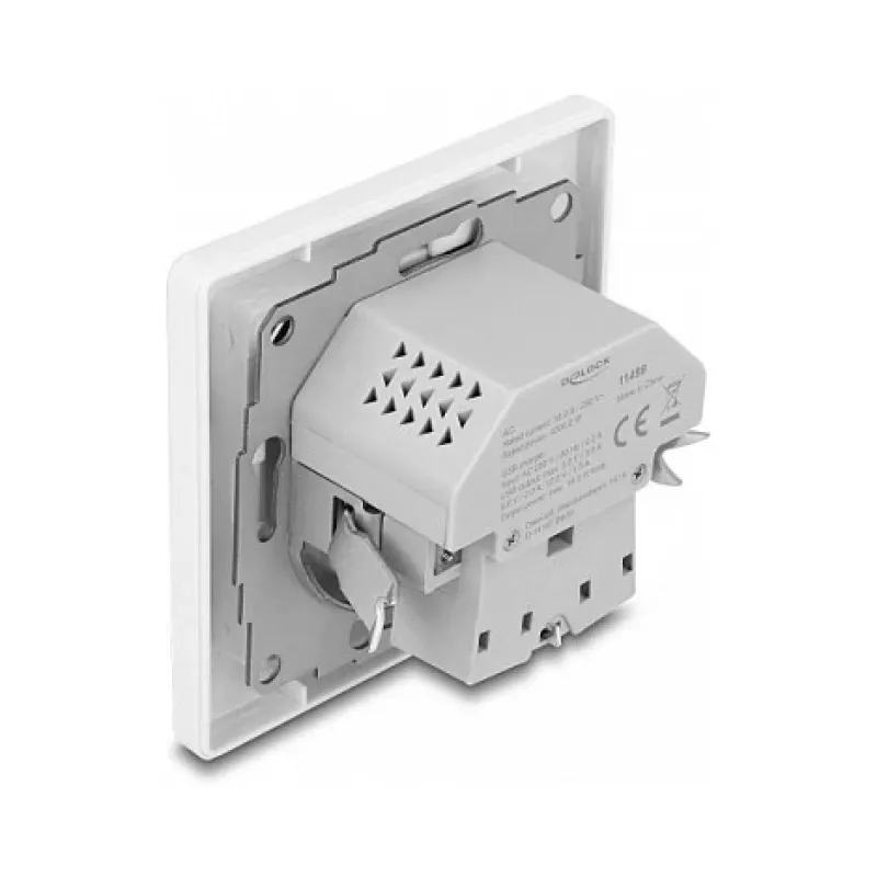 DeLOCK 11499 kontaktligzda Type F ar USB A un USB C, balta
