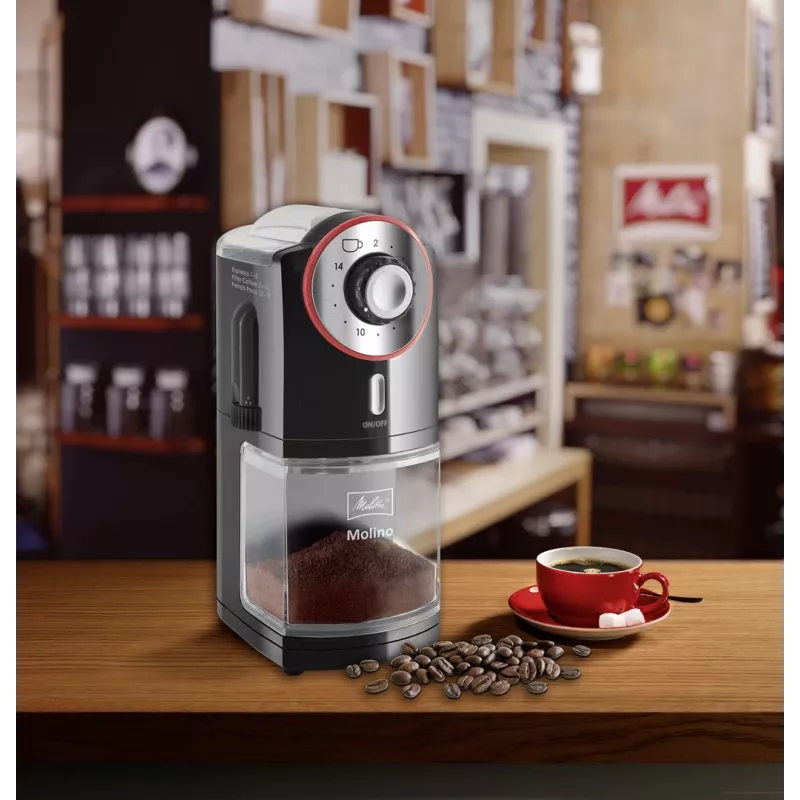 Melitta Molino 100 W melna, sarkana, nerūsējošais tērauds