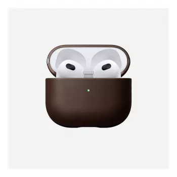 Ādas AirPods futlāris Nomad V3 Rustic Brown — aizsargājošs ādas pārvalks AirPods uzlādes futlārim