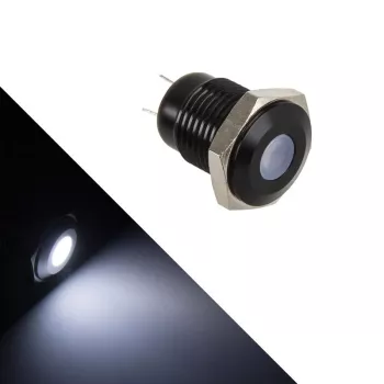 Apgaismota vandalizturīga spiedpoga Lamptron LAMP-SW2004-H, melna polikarbonāta korpuss, balts punkts