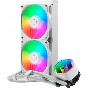 Šķidruma CPU dzesētājs Cooler Master MasterLiquid 240 Core II Balts — 240 mm, 2x 120 mm ventilatori (650–1750 RPM), uzmavas gultnis