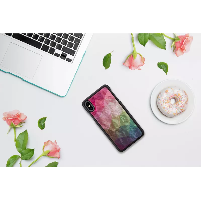 Aizsargājošs viedtālruņa maciņš iKins iPhone XS Max — ūdensziedu dizains, melns