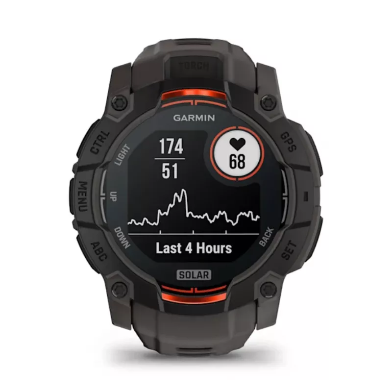 Garmin Instinct 3 Solar GPS viedpulkstenis 1,3 collu MIP 176x176 skārienekrāns melnā krāsā