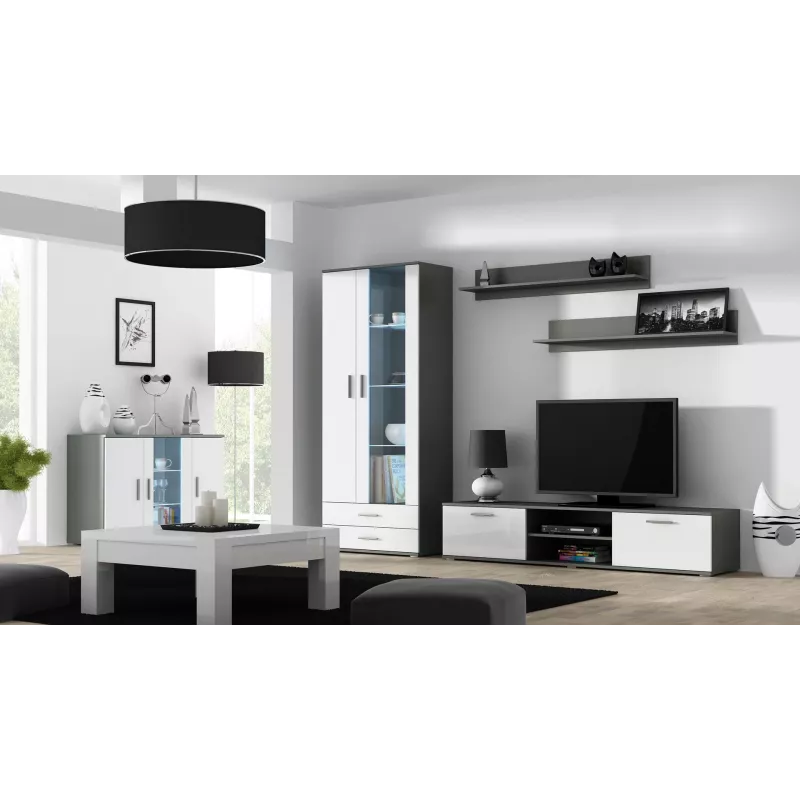 Cama Kumode 120 cm SOHO S7 pelēks/balts glancēts
