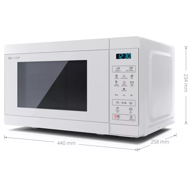 Sharp | Mikroviļņu krāsns | YC-MS02E-C | Brīvi stāvoša | 800 W | Balta