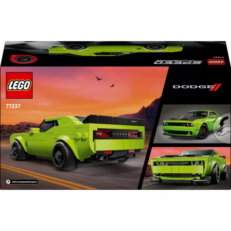 Konstruktora rotaļu auto LEGO Speed Champions Dodge Challenger SRT Hellcat 77237 — 390 detaļas, 1 minifigūra, vecumam 9+