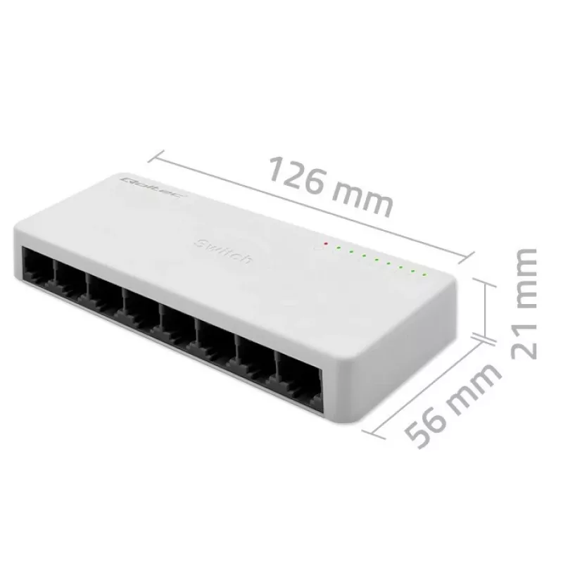 Tīkla komutators QOLTEC 52246 — 8 x RJ45 porti, 100 Mbps