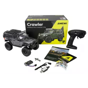 RC kāpurķēžu auto Amewi Mini-D90 4WD 1:16 RTR — mērogā 1:16, 4 riteņu piedziņa, gatavs lietošanai